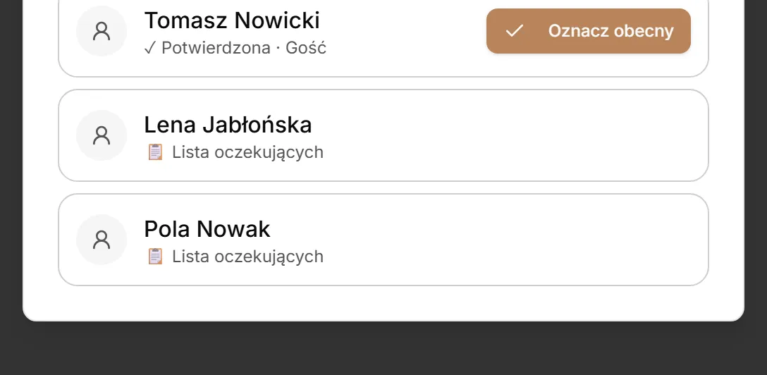 Lista oczekujących na sobotnie zajęcia