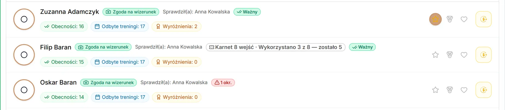 Wyróżnienie zapisane przy osobie