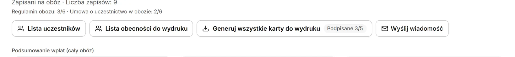 Nagłówek bez przycisku podpisu kart