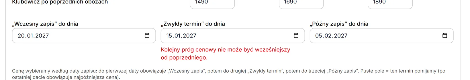 Progi cenowe w złej kolejności