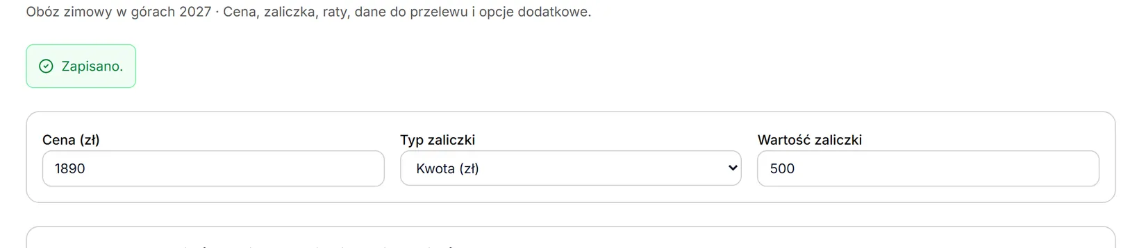 Płatności zapisane