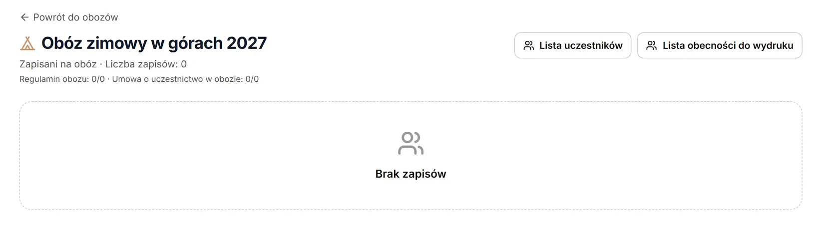 Obóz bez zapisów