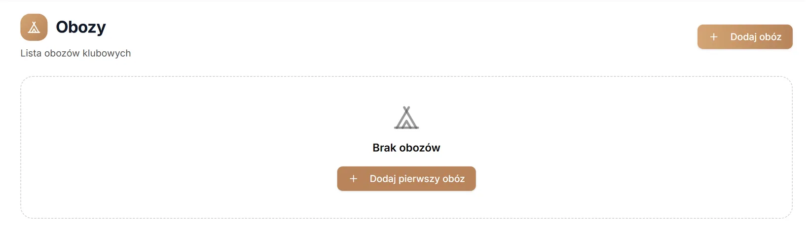 Lista obozów w klubie bez obozów