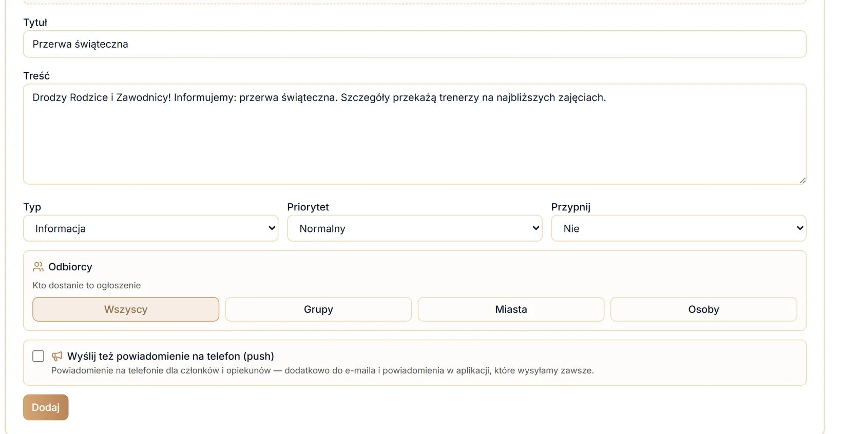 Szkic wpisany do formularza
