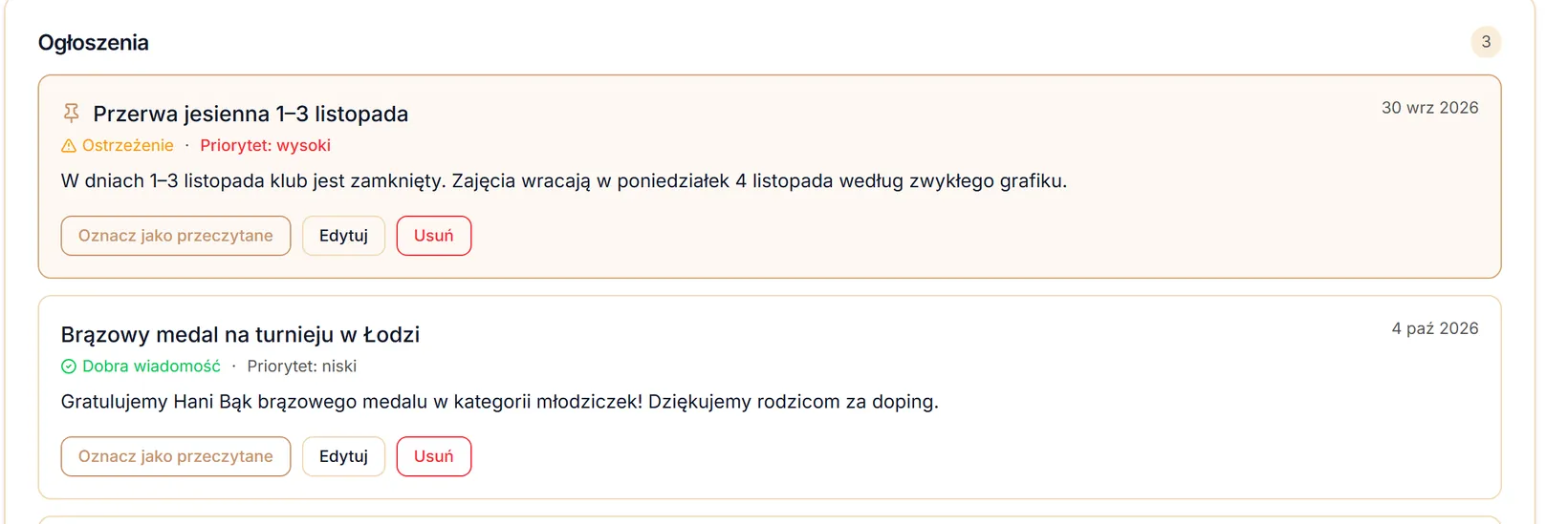 Nowe ogłoszenie na liście