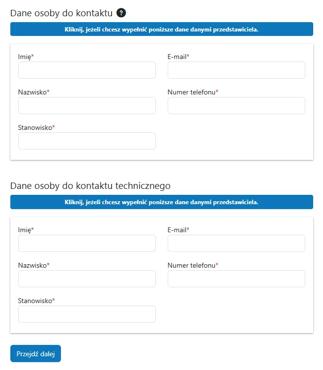 Osoba do kontaktu i kontakt techniczny