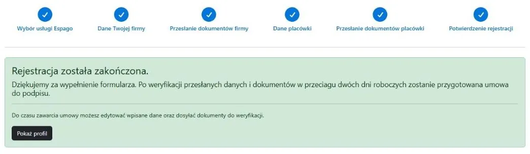 Rejestracja w EspagoBoarding zakończona