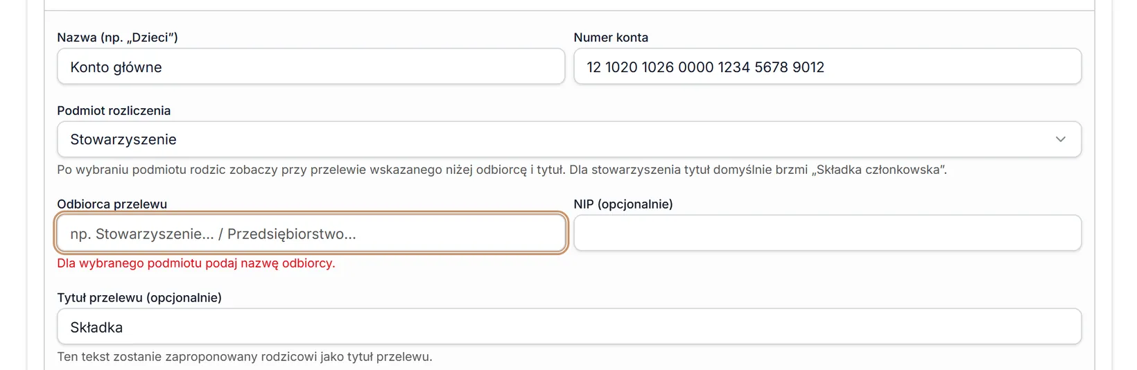 Podmiot rozliczenia wymaga odbiorcy