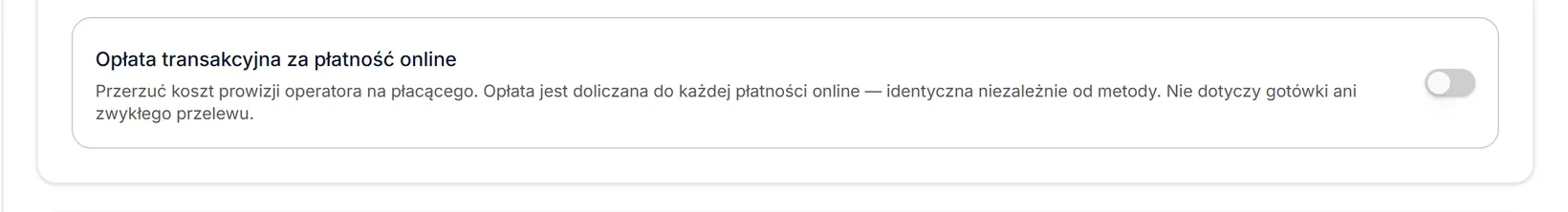 Opłata transakcyjna wyłączona