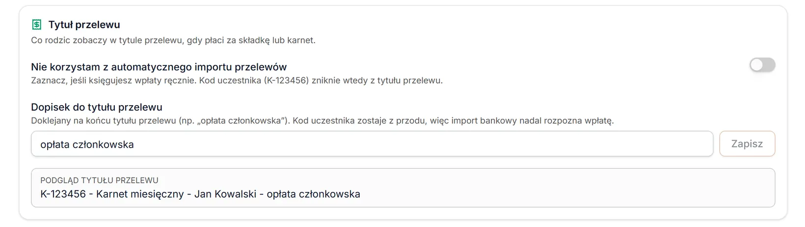 Tytuł przelewu