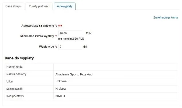 Autowypłaty sklepu w panelu PayU