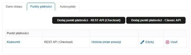 Punkt płatności Klubownik w panelu PayU