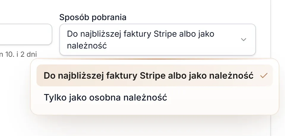 Sposób pobrania — lista wartości