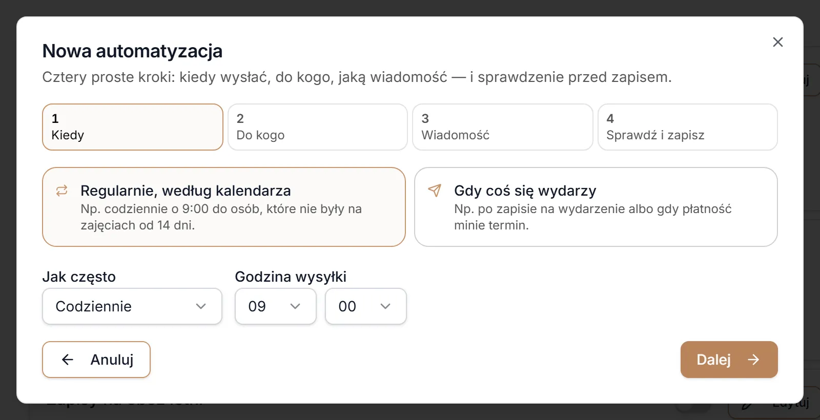 Krok 1 — kiedy wysłać