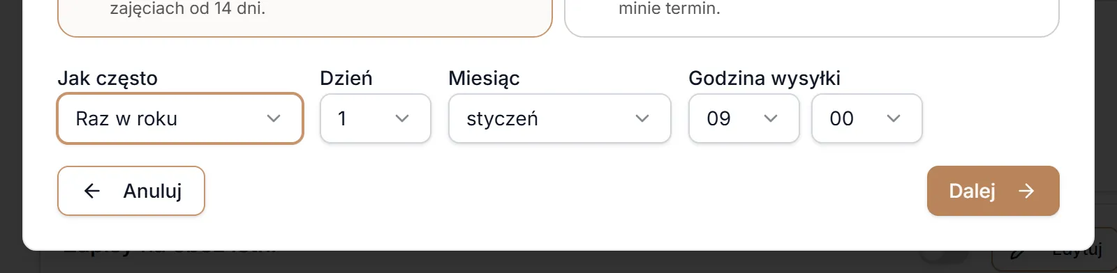 Raz w roku — dzień i miesiąc