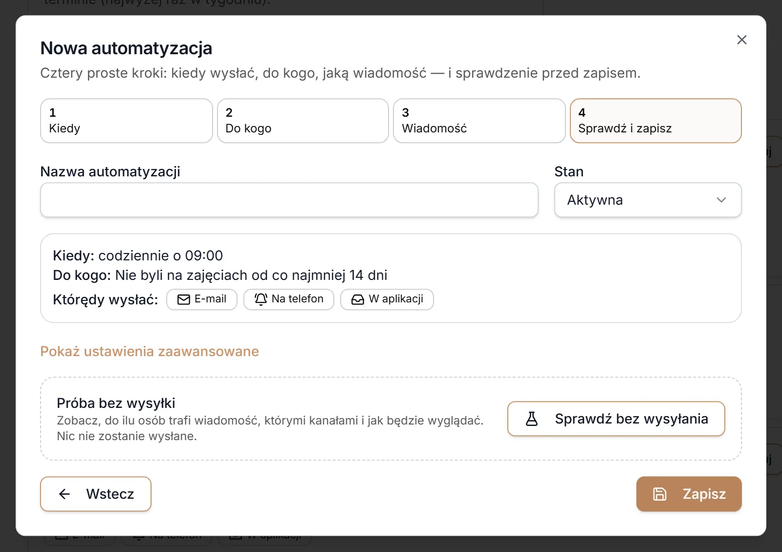 Krok 4 — sprawdź i zapisz
