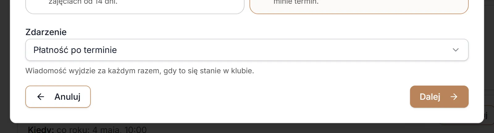 Gdy coś się wydarzy — wybór zdarzenia