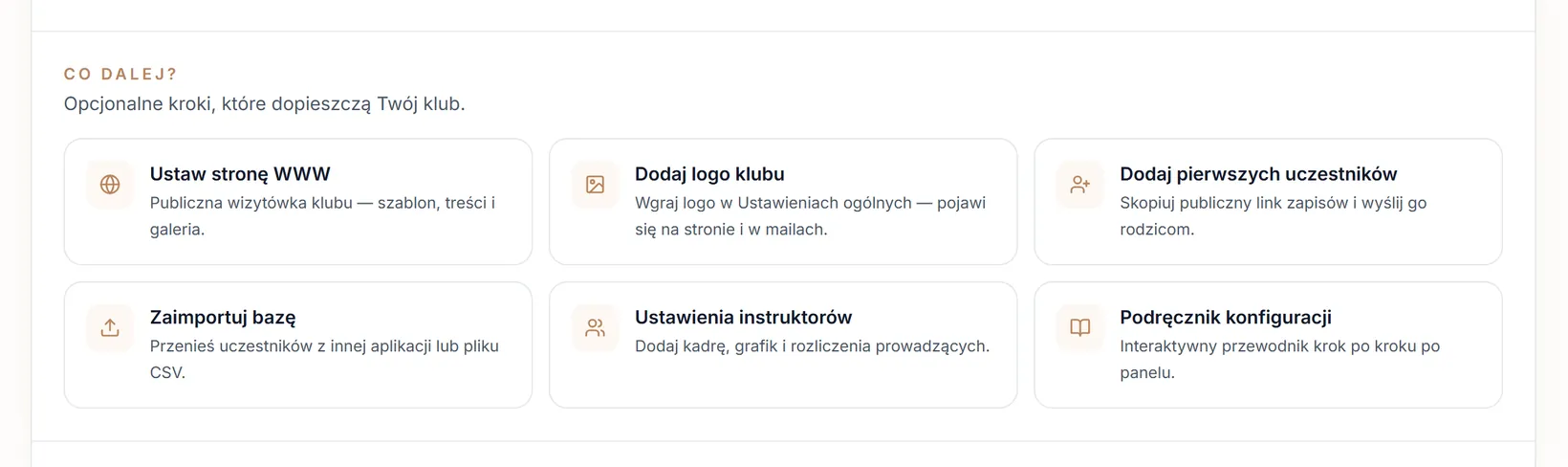 Sekcja „Co dalej?”