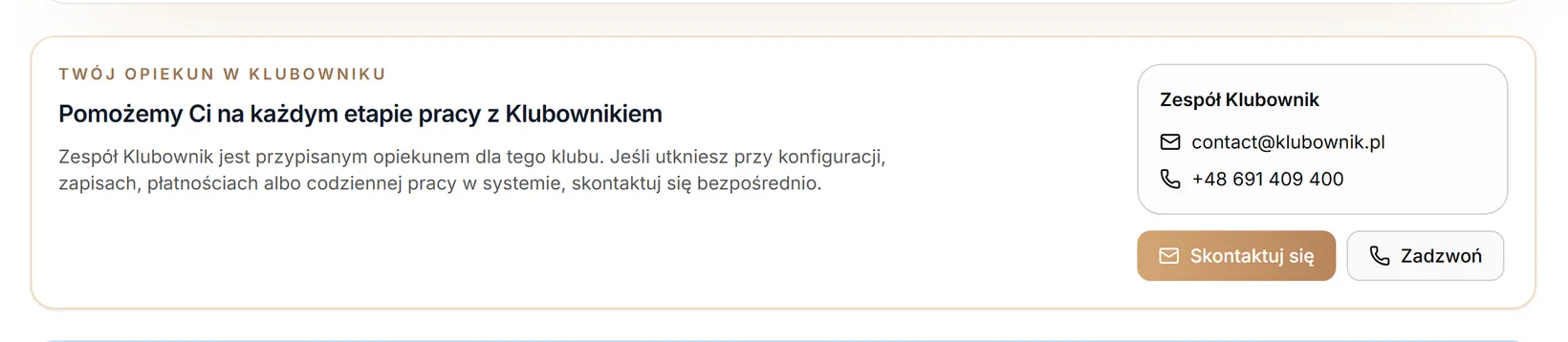 Karta opiekuna klubu