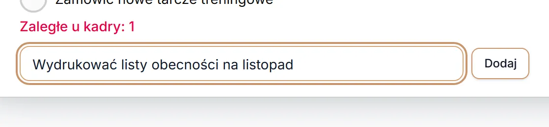 Wpisany tytuł nowego zadania