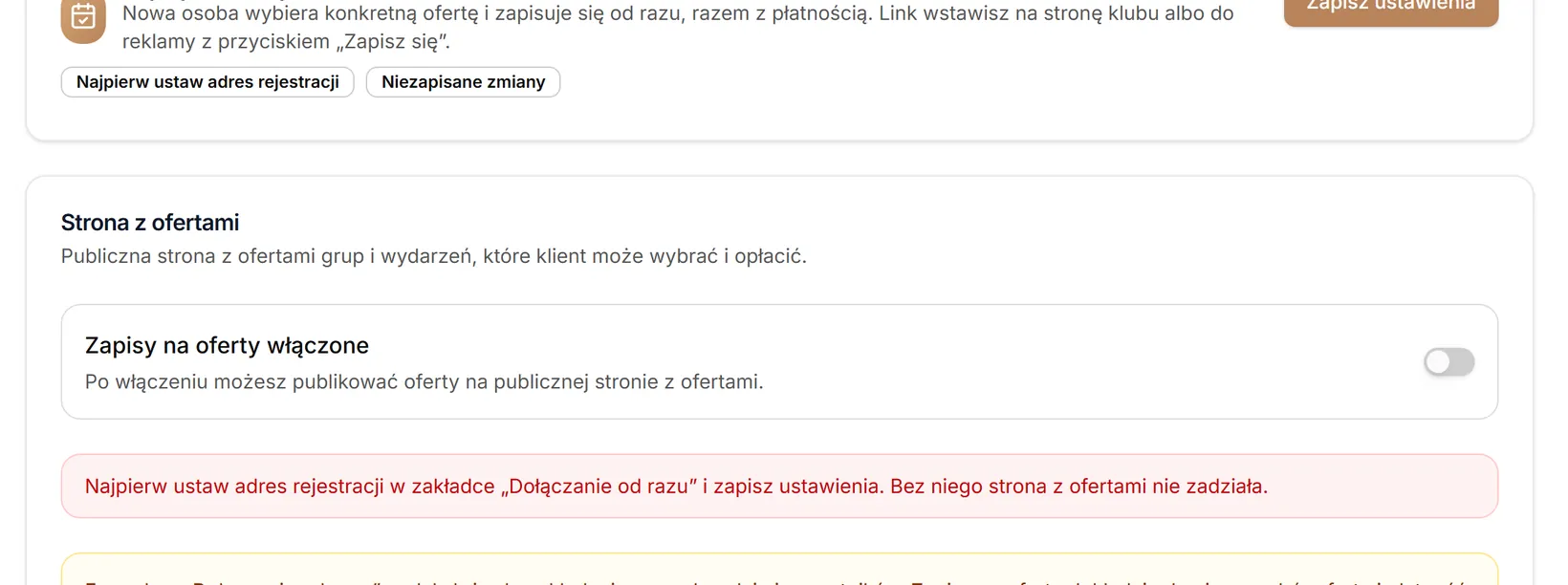 Zapisy na oferty bez adresu rejestracji