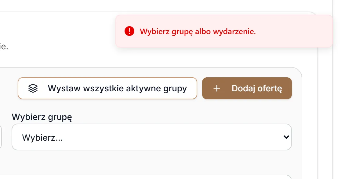 Oferta bez wybranej grupy