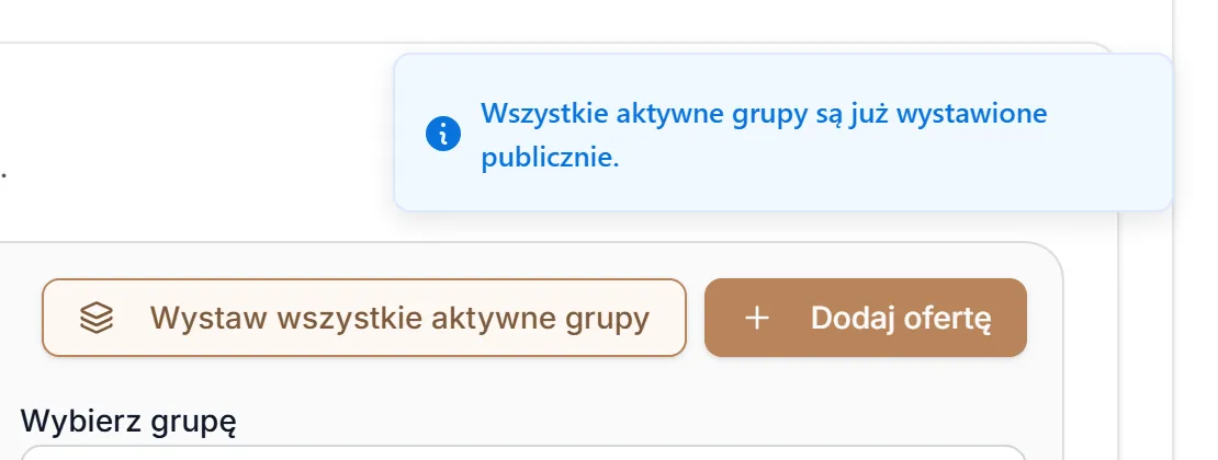 Wszystkie grupy już wystawione