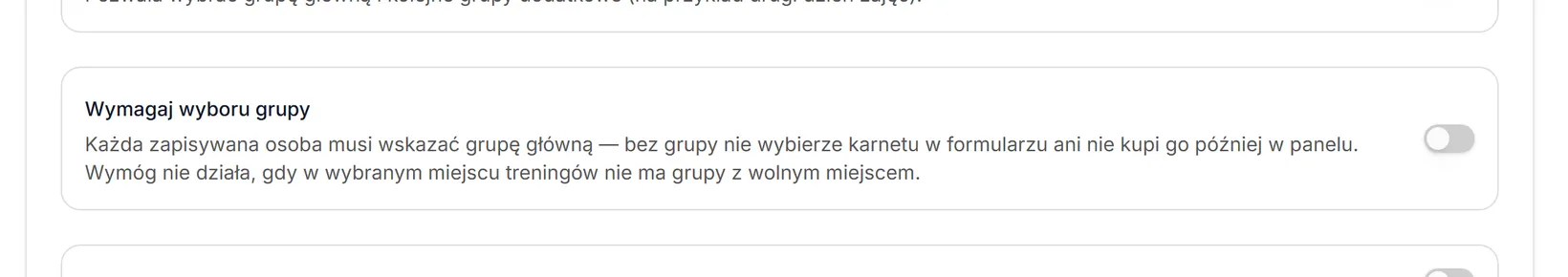 Wybór grupy nieobowiązkowy