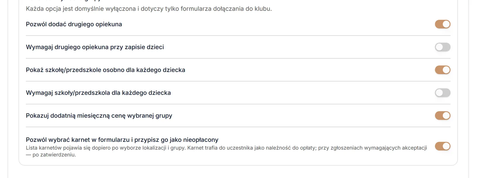 Dane rodziny — wszystko włączone