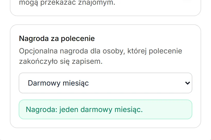 Nagroda: darmowy miesiąc