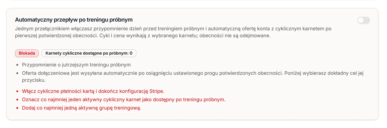 Przepływ zablokowany