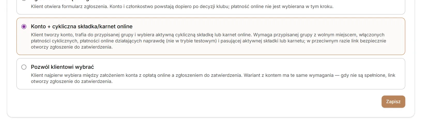 Ścieżka: konto i cykliczny karnet
