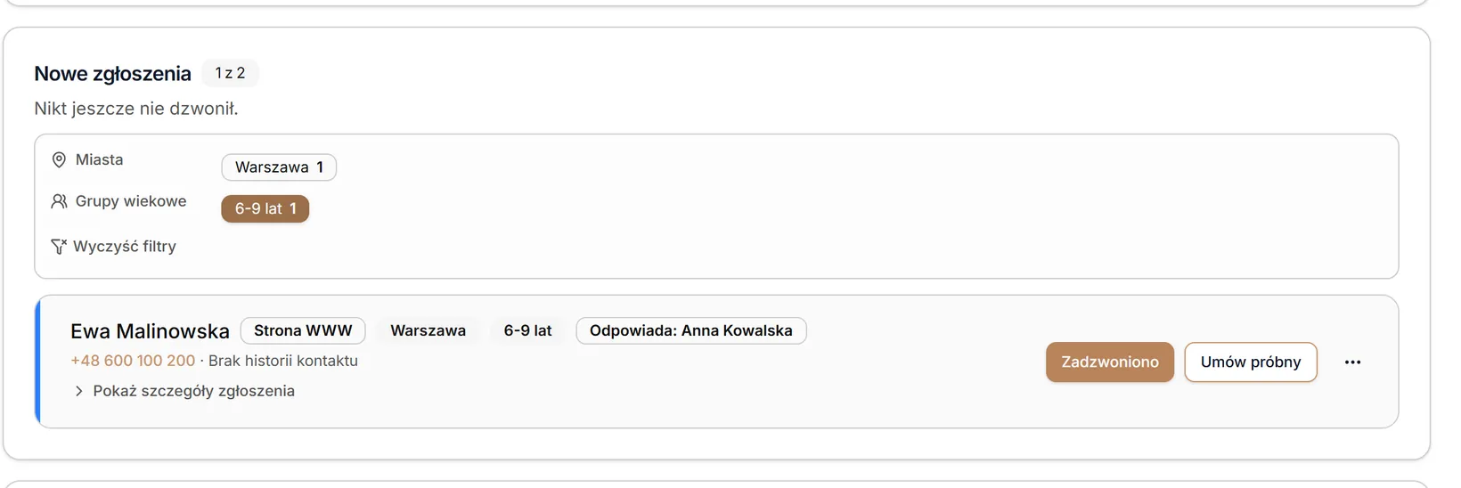 Filtr grupy wiekowej