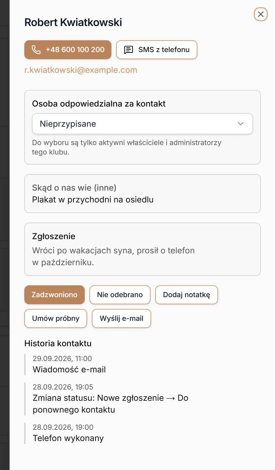 Panel zgłoszenia z odpowiedzią „Inne”