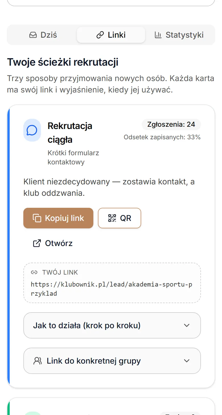 Telefon — zakładka Linki