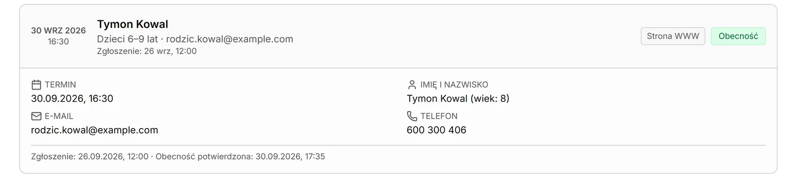Archiwum — obecność na próbnym