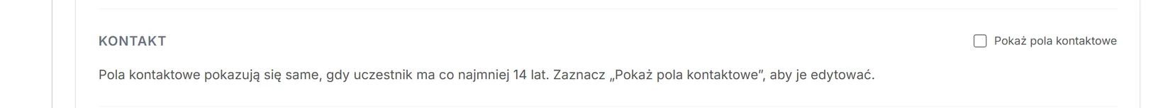 Pola kontaktowe dziecka schowane