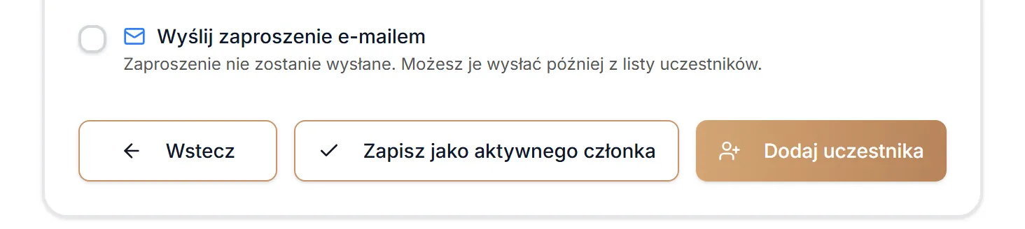 Dorosły uczestnik — zaproszenie odznaczone