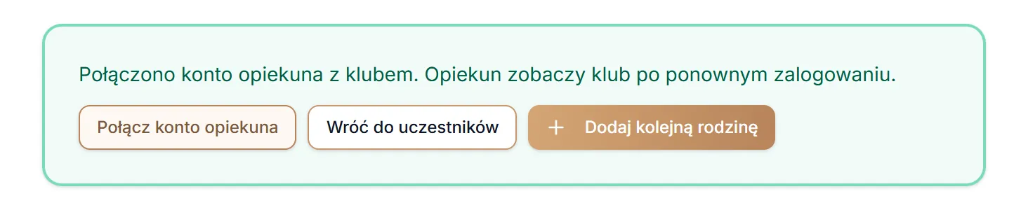 Konto opiekuna połączone z klubem