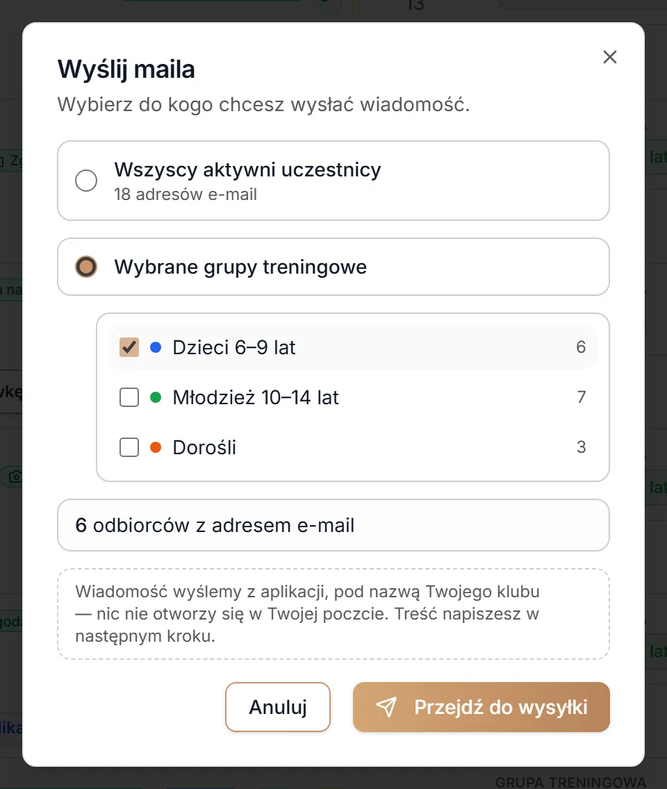 E-mail do wybranych grup