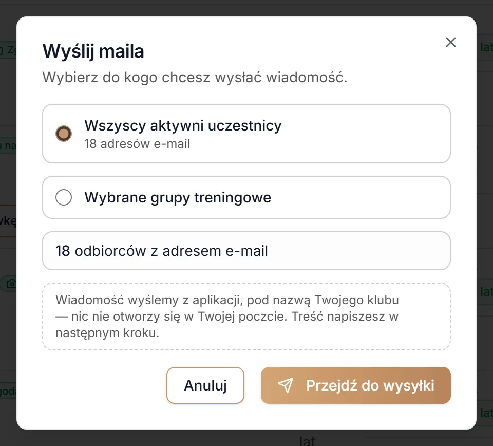 Wyślij maila do wszystkich