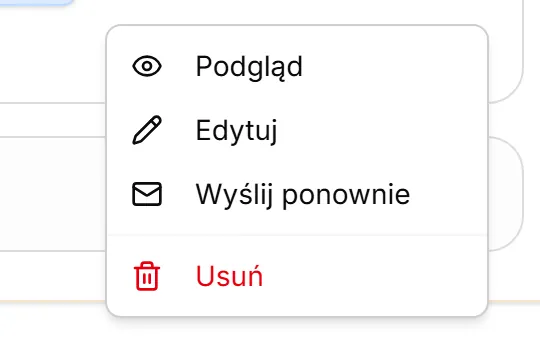 Menu wiersza osoby oczekującej — „Wyślij ponownie”