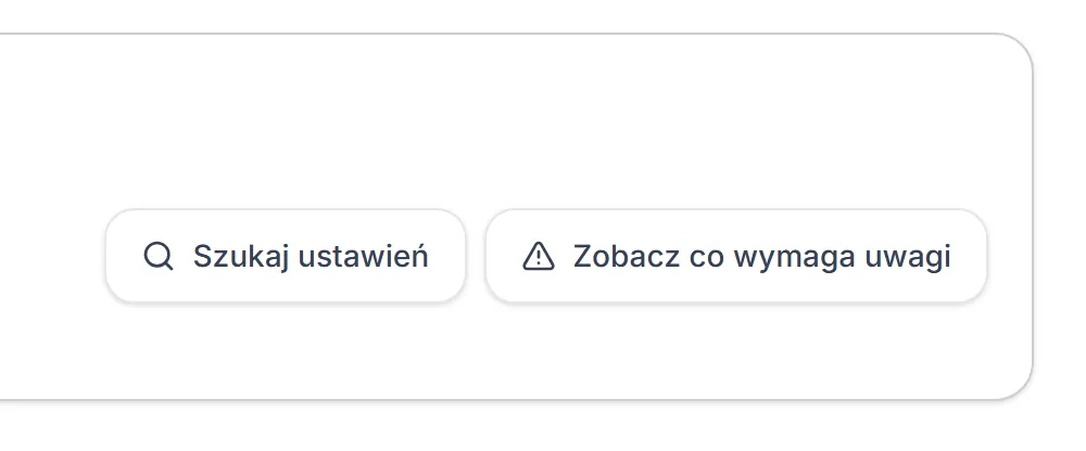 Przyciski w nagłówku ustawień