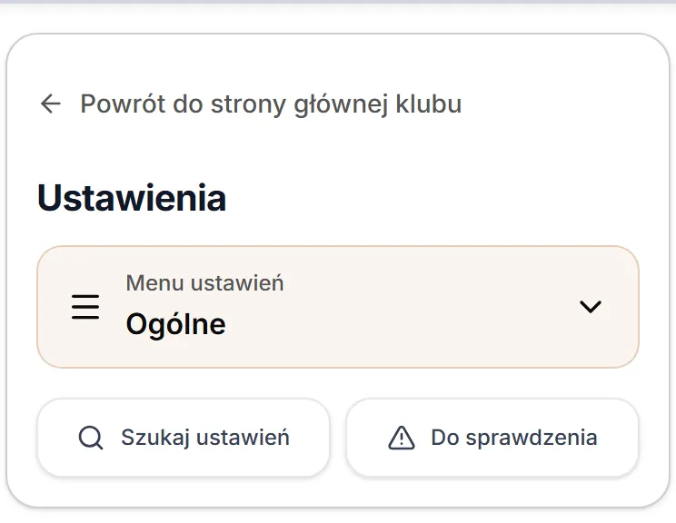 Nagłówek ustawień na telefonie