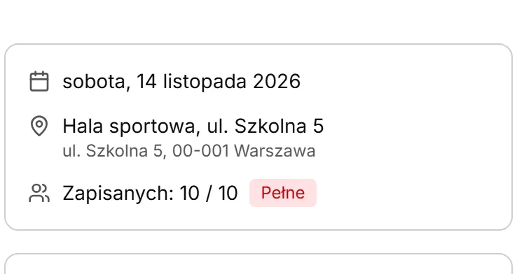 Termin, miejsce i liczba zapisanych