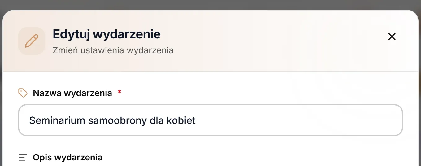 Okno Edytuj wydarzenie