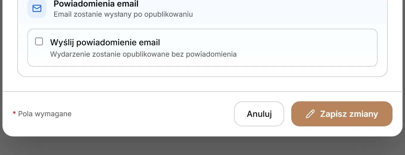 Powiadomienie odznaczone, Zapisz zmiany