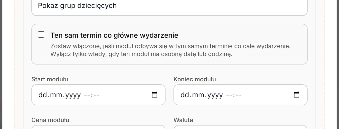 Moduł z własnym terminem