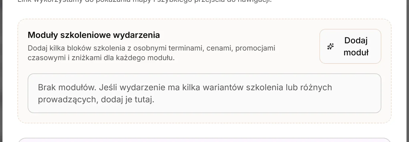 Moduły szkoleniowe — bez modułów