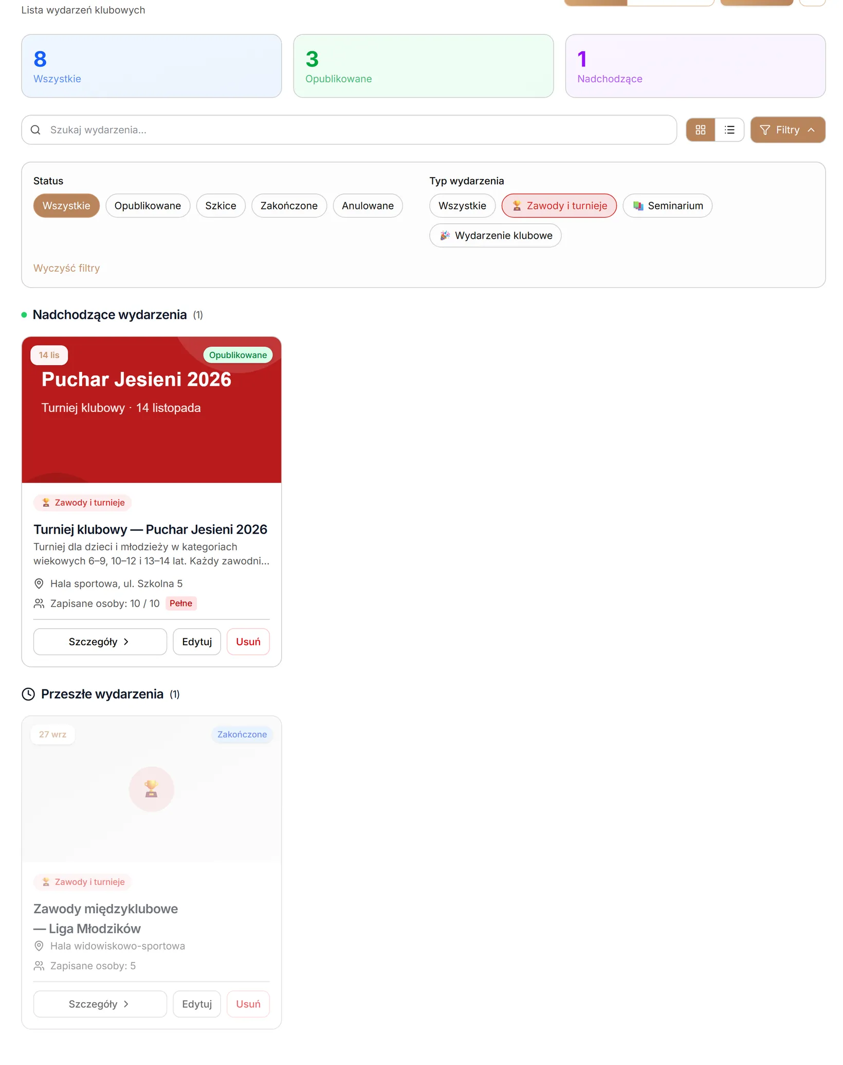 Typ: Zawody i turnieje